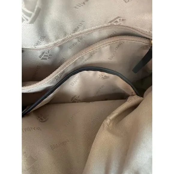 Brahmin Black Leather Crossbody with gold hardware and zipper closure - Picture 10 of 16